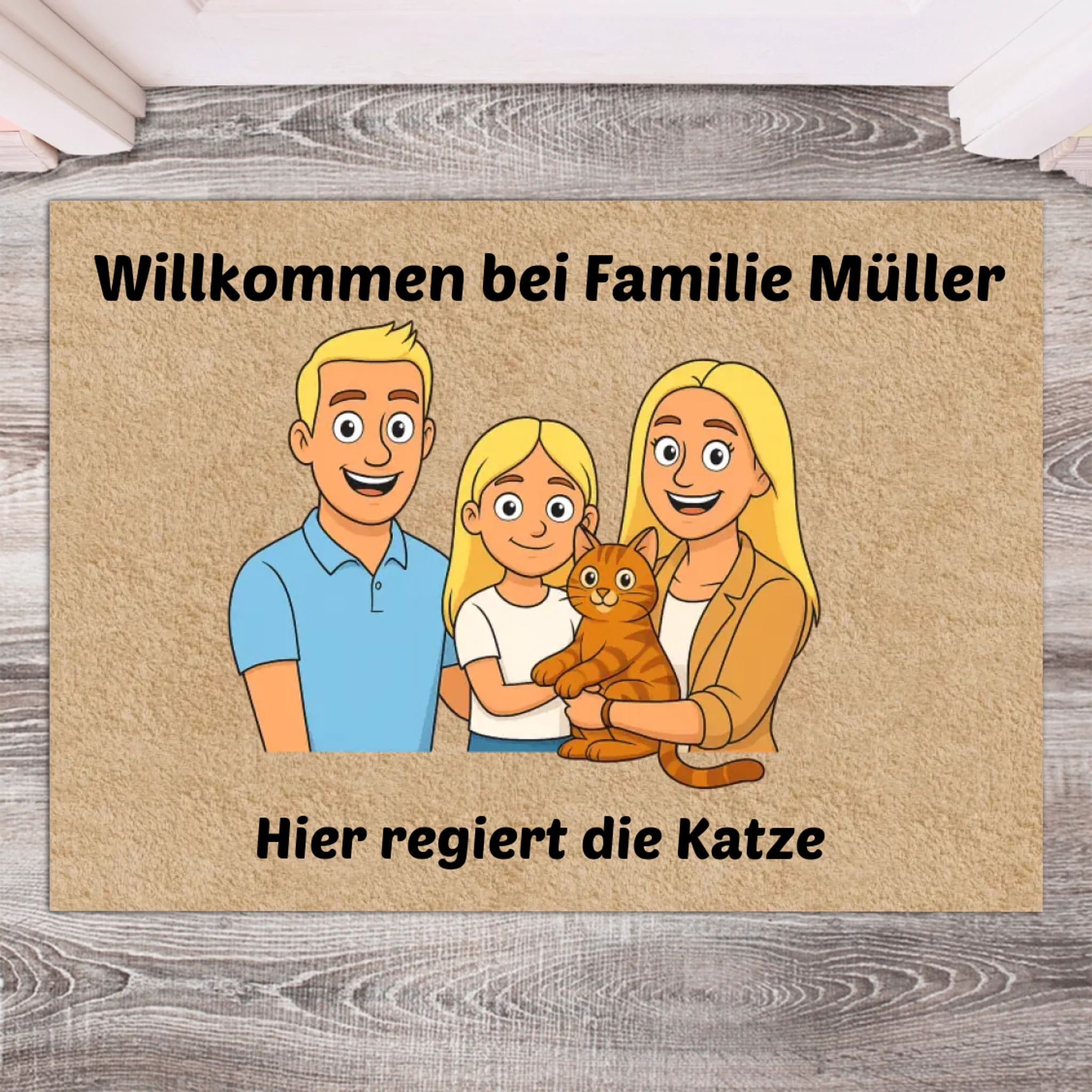 Personalisierte Cartoon Fußmatte – Dein Foto als Zeichentrick